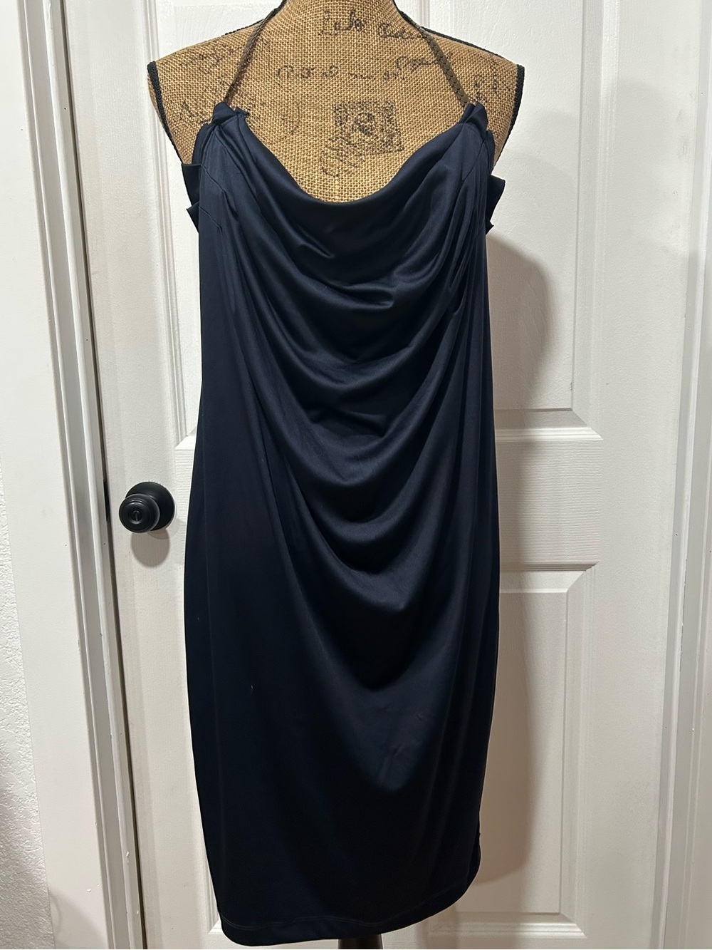 Rachel Zoe Navy Strapless Draped Cowl Dress